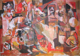 Siege - 32.50 x 22.75 inches - Oil on Board