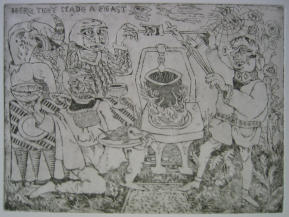 Here they made a feast - 13.00 x 10.00 inches (approx) - Etching