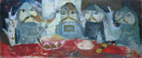 Norman Banquet - 24.00 x 10.00 inches - Oil on Board