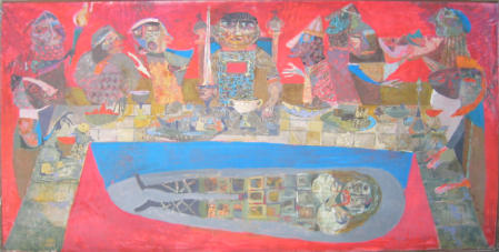 Norman Burial Feast - 96.00 x 48.00 inches - Oil on Board